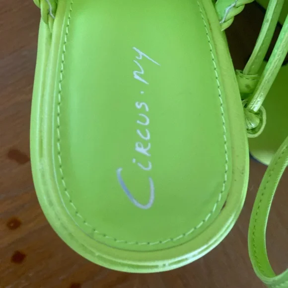 NEW Circus by Sam Edelman Women 8 Wasabi  Heeled Sandals Neon Green Retro Groove - Picture 3 of 9
